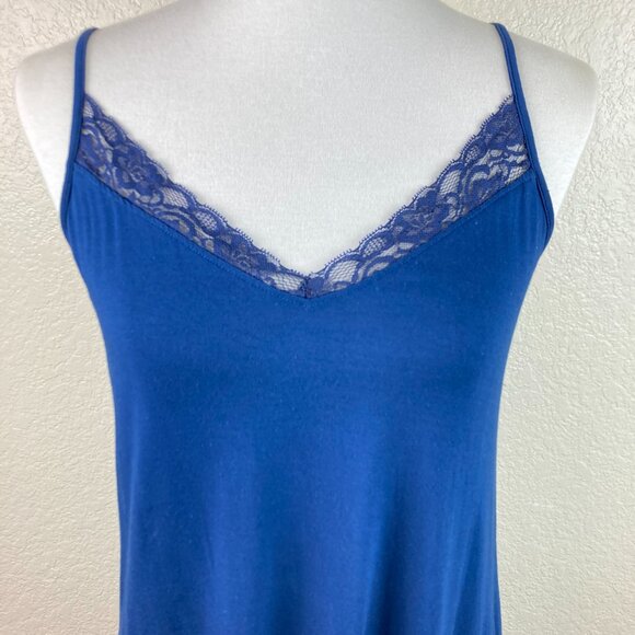 FacePlant Dreams Blue Bamboo Lace Chemise Nightie Spaghetti Straps Size M - Picture 2 of 11